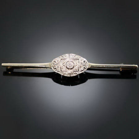 Art Deco brilliant cut diamond bar brooch